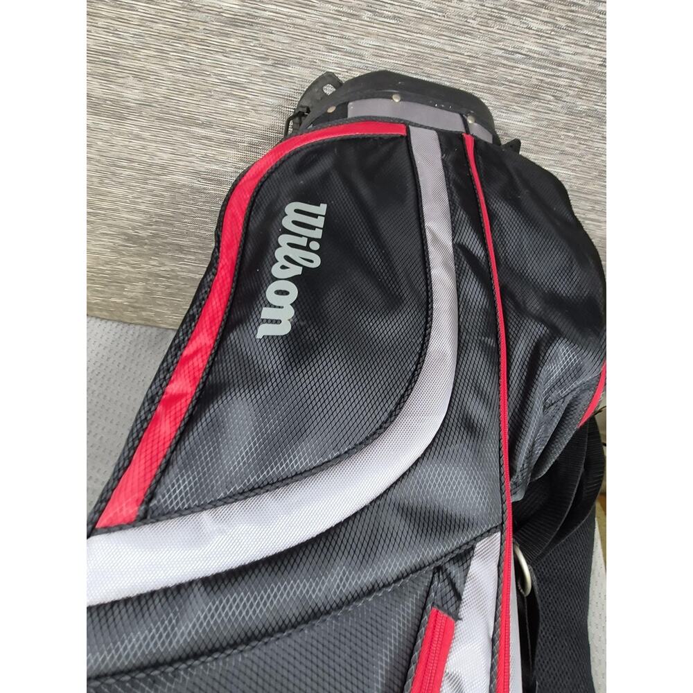 Wilson Profile Golf Stand Bag Mens Black Red Gray 7-Way Divider Carry Strap - Picture 8 of 8